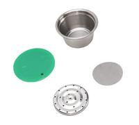 Annadue Reusable Stainless Steel Coffee Capsule with Silicone Lid | Dosette de café rechargeable, en acier inoxydable de qualité alimentaire, comprend une brosse à cuillère, Extraction