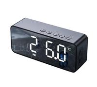 Annadue Réveil avec Haut-Parleur, Horloge Grand écran LED avec Miroir à Double Alarme, Horloges électriques Multifonctions pour Chambre à Coucher, Prise en Charge de la Radio FM, (Black)