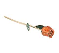 Annadue Rose Fleur 24K Plaque Or, Orange avec Base, pour Décoration
