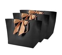 Annadue Sacs Cadeaux en Papier avec Poignées Dorées, 10 Pièces, pour (No. | Sacs fourre-tout en papier pour cadeaux, sacs artisanaux vierges, sacs de cadeaux de fête, sacs d\'emballage de vente au
