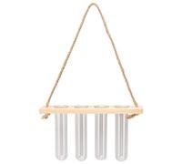 Annadue Station de Propagation de Plantes à Suspendre au Mur avec 4 Tubes à Essai en Verre, Support en Bois Minimaliste pour Plantes Enracinées, Jardinière de Terrarium en Verre Transparent pour