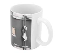 Annadue Tasse de Joueur de Tambour Drôle, Tasse à café de Batteur en Céramique de 11oz, Multifonctionnelle Vintage pour Amateur de Musique, Cadeau de nouveauté Noir (WHITE)