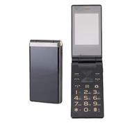 Annadue Téléphone à Clapet 4G pour Seniors, Double écran 3 Pouces et 1,8 Pouces, Double SIM, SOS, Appareil Photo 1,3 Mpx, avec étui en Cuir.Batterie : 5 900 mAh. (Couleur gunbetal)