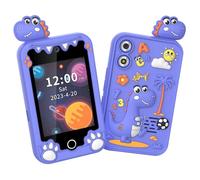Annadue Téléphone Intelligent pour Enfants, Double Caméra 0,3 MP, Lecteur de Jeu et de Musique, écran Tactile de 2,8 Pouces, Jouet d'apprentissage pour Tout-Petits, Téléphone Portable (Dinosaure