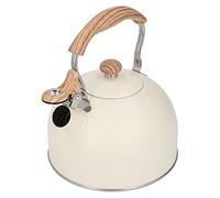 Annadue Théière en Acier Inoxydable 304 Beige, Bouilloire à Sifflet de Grande capacité de 2,5 L pour les Amateurs de thé, Bouilloire à thé en Acier Inoxydable