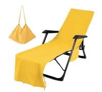 Annadue Ultrafine Fiber Lounge Chair Towel Cover with Pockets (YELLOW) | Housse de chaise extra longue, poches de rangement latérales, microfibre à séchage rapide, légère et portable, utilisation