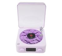 Annadue Veilleuse Bluetooth avec Haut-Parleur, Lampe de Chevet avec Affichage de L'heure pour Enfants, Style Rétro Tourne-Disque, Haut-Parleur Bluetooth, Lampe de Chambre, pour (Purple)