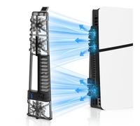 Annadue Ventilateur Refroidisseur Slim avec 3 Ventilateurs, Lumière RVB, Port USB 3.0, Noir, Refroidisseur de Console de Jeu avec Effet de Lampe Bleue, Ventilateur éteint avec Lumière