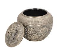 Annadue Vintage Alloy Tea Canister Airtight Loose Tea Storage Jar (Small | Le couvercle scellé garde la fraîcheur, contient du café sucré et salé, aspect bronze antique, corps en métal robuste,