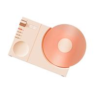 Annadue Vintage Record Bluetooth Speaker with Digital Clock (Pink) | Platine vinyle rétro, haut-parleur simple Hi Fi, autonomie de 10 heures, batterie 1200 mAh, décoration de bureau à domicile