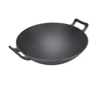 Annadue Wok à Fond Rond à Double Oreille en Fonte pour des Options de Cuisson Polyvalentes, un Chauffage Uniforme et Rapide, Applicable pour Cuisinière à Gaz à Feu Ouvert 12,6 X 3,9 Pouces