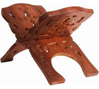 AnNafi Support de livre en bois | Rehel/Rehal pour la Bible Coran Geeta | Porte-livre indien pour lire mains libres pour bureau autocollants dorés | Support de livre sacré en bois pour prière islam