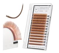 ANNAFRIS Extension De Cils Ellipse Plat 0.15 C Curl 8-15mm Naturel Faux Cils Pointe Fendue Flat Eyelash Extensions Cils Soie (0.15 C 8-15mm Caramel)