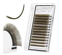 ANNAFRIS Extension De Cils Ellipse Plat 0.15 C Curl 8-15mm Naturel Faux Cils Pointe Fendue Flat Eyelash Extensions Cils Soie (0.15 C 8-15mm Green Brown)