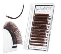 ANNAFRIS Extension De Cils Ellipse Plat 0.15 D Curl 8-15mm Naturel Faux Cils Pointe Fendue Flat Eyelash Extensions Cils Soie (0.15 D 8-15mm Reddish Brown)