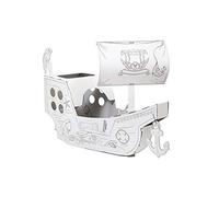 Annahouse Creative Bateau pirate blanc à peindre avec crayons, crayons de couleur, gouache, peinture au doigt, bricolage, grand, 3 ans et plus
