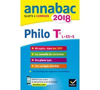 Annales Annabac 2018 Philosophie Tle L, ES, S: sujets et corrigés du bac Terminale séries générales