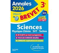 Hachette Pratique – Annales Brevet 2026 : Sciences 3e – sujets et corrigés