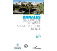 Annales de la faculté de droit et science politique de Nice Année 2017 - Collectif - L'harmattan - broché - Etude