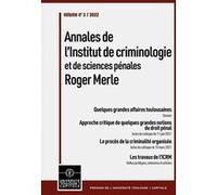 Annales de l'Institut de criminologie et de sciences pénales Roger Merle Collectif (Auteur)