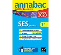 Annales du bac Annabac 2023 SES Tle générale (spécialité): méthodes & sujets corrigés nouveau bac