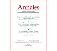 Annales Histoire, Sciences Sociales N° 6 Novembre-Décembre 2000