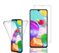 annaPrime Coque et Verre trempé Écran pour Samsung Galaxy A41 6.1", Coque Avant et Arrière Silicone 360° Protection intégrale Transparent + 1 Film Verre Trempé Transparent