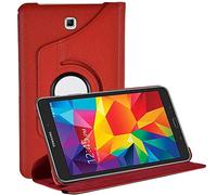 annaPrime Etui Coque Housse pour Samsung Galaxy Tab 4 8.0 SM-T330 T331 T335 T333, Etui Cuir PU Support Rotatif 360° Couleur Rouge