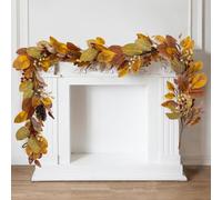 Anna's Whimsy 6.8FT Thanksgiving Guirlande Fleur with Leaf and Pine Cone, Autumn Guirlande Fleurs Artificielles Hanging Decor for Door, Wall, Staircase, Porch, Balcony, Fireplace - Fall Indoor Decor