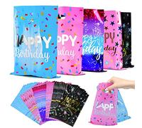 Annauiy 50 Pièces Sacs Cadeaux,Sacs d'anniversaire pour Enfants,Sachets de Fête Biscuits Sachet Bonbons Anniversaire Sac en Plastique de Bonbon,pour Emballer des Cadeaux,Fête,Mariage,Anniversaire