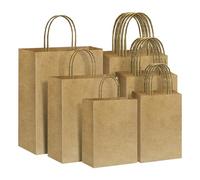 Annauiy Lot de 30 Sac kraft,Sac Kraft avec Poignée,Marron-Petit 15x8x21cm|Moyen 21x11x27cm|Grand 26x12x31cm| Papier Kraft pour Shopping,Cadeaux,Mariages,Anniversaire,Fêtes,Noel