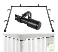 Anndason Tringle à rideaux d’angle de 2,5 cm, pour baie vitrée de 76,2 à 193 cm, tringle centrale pour fenêtres de 40,6 à 101,6 cm, Noir