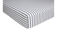 Anne de Solène - Drap Housse Outlet 4 Continents 140x190cm - Blanc Bleu - Percale de Coton - Toile de Jouy x Drouault - Bonnet de 35 cm - Lit 2 Personnes - Repassage Facile - Lavable 60°C