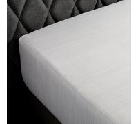 Anne de Solène - Drap Housse Outlet Silence 90x190cm - Blanc Bleu Gris - 100% Satin de Coton - Fines Rayures & Sérénité Graphique - Bonnet de 35 cm - Lit 1 Personne - Lavable 60°C