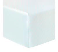 Anne de Solène - Drap Housse Post Card 140x200cm - Rose Vert - 100% Percale de Coton - Rayures Graphiques Élégantes - Bonnet de 35 cm - Lit 2 Personnes - Lavable 60°C