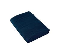 Anne de Solène - Drap Plat 270x310cm - Lina - Bleu De Chine - 100% Pur Lin Lavé - Style Authentique & Froissé Chic - Finition Parement 8 cm - Lit 2 Personnes - Repassage Facile - Lavable 60°C