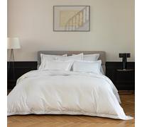 Anne de Solène - Housse de Couette 260x240cm - Louvre - Blanc/Sable - Percale de Coton - Esprit Palace Intemporel - Finition Double Bourdon & Fermeture Zippée Invisible - Lit 2 Personnes