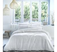Anne de Solène - Housse de Couette Outlet 260x240cm - Bord De Mer - Blanc - Satin Jacquard - Carreaux Réversibles & Esprit Balnéaire - Finition Bouteille - Lit 2 Personnes - Lavable 60°C