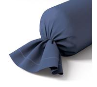 Anne de Solène - Taie de traversin 43x210cm - Vexin - Bleu Cobalt - Percale de Coton - Iconique Intemporel - Finition Parement de 8 cm & Bourdon Assorti - Repassage Facile - Lavable 60°C