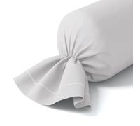 Anne de Solène - Taie de traversin 43x210cm - Vexin - Gris Opaline - Percale de Coton - Iconique Intemporel - Finition Parement de 8 cm & Bourdon Assorti - Repassage Facile - Lavable 60°C