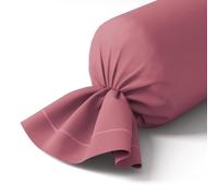 Anne de Solène - Taie de traversin 43x210cm - Vexin - Rose des Sables - Percale de Coton - Iconique Intemporel - Finition Parement de 8 cm & Bourdon Assorti - Repassage Facile - Lavable 60°C
