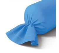 Anne de Solène - Taie de traversin Outlet 43x210cm - Vexin - Bleu Nattier - Percale de Coton - Iconique Intemporel - Finition Parement & Bourdon Assorti - Repassage Facile - Lavable 60°C