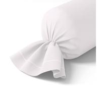 Anne de Solène - Taie de traversin Outlet 43x210cm - Vexin - Gris Tourterelle - Percale de Coton - Iconique Intemporel - Finition Parement & Bourdon Assorti - Repassage Facile - Lavable 60°C