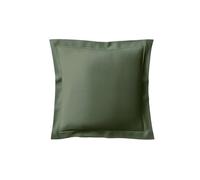 Anne de Solène - Taie d'oreiller 65x65cm - Vexin - Vert Garrigue - Percale de Coton - Iconique Intemporel - Finition Volant Plat 5,5 cm & Bourdon Assorti - Repassage Facile - Lavable 60°C