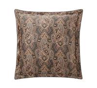 Anne de Solène - Taie d'oreiller Outlet 50x75cm - Esthete - Beige Marron Vert - 100% Satin de Coton - Palmettes Cachemire x Drouault - Finition Volant Plat 4 cm & Passepoil - Lavable 60°C