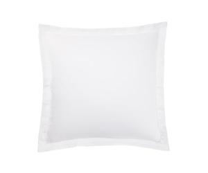 Anne de Solène - Taie d'oreiller Outlet 65x65cm - Bord De Mer - Blanc - Satin Jacquard - Carreaux & Esprit Balnéaire - Finition Double Volant Plat Uni - Repassage Facile - Lavable 60°C