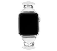 Anne Klein Bracelet chaîne à maillons en forme de cœur pour Apple Watch, sécurisé, réglable, bracelet de rechange pour Apple Watch, s'adapte à la plupart des poignets, Argenté, 42mm (Series 10) & 38