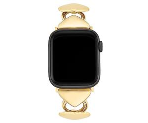 Anne Klein Bracelet chaîne à maillons en forme de cœur pour Apple Watch, sécurisé, réglable, bracelet de rechange pour Apple Watch, s'adapte à la plupart des poignets, doré, 42mm (Series 10) & 38/40