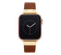 Anne Klein Bracelet de rechange en cuir pour Apple Watch, sûr et réglable, s'adapte à la plupart des poignets, Marron/Doré, 42mm (Series 10) & 38/40/41mm, Minimaliste
