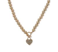 Anne Klein Collier en or de 40,6 cm avec extension de 7,6 cm, style à bascule, pendentif en forme de cœur et fermoir mousqueton